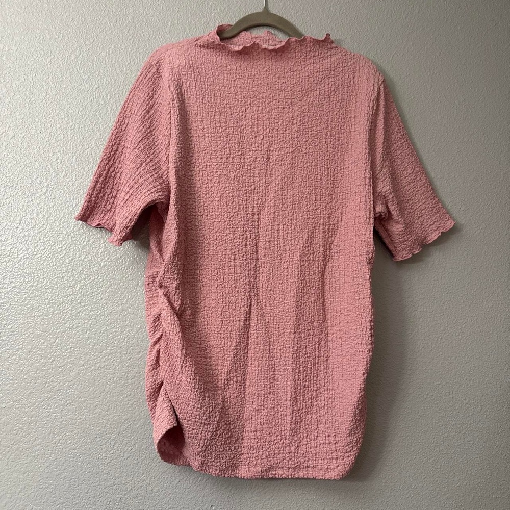 A New Day Pink Textured Short Sleeved Top with Side Ruching